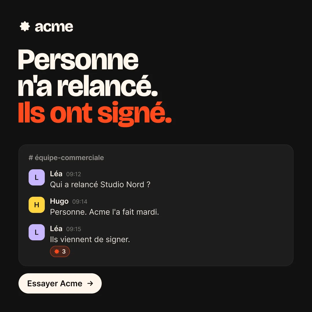 Preuve, annonce de la marque imaginaire Acme